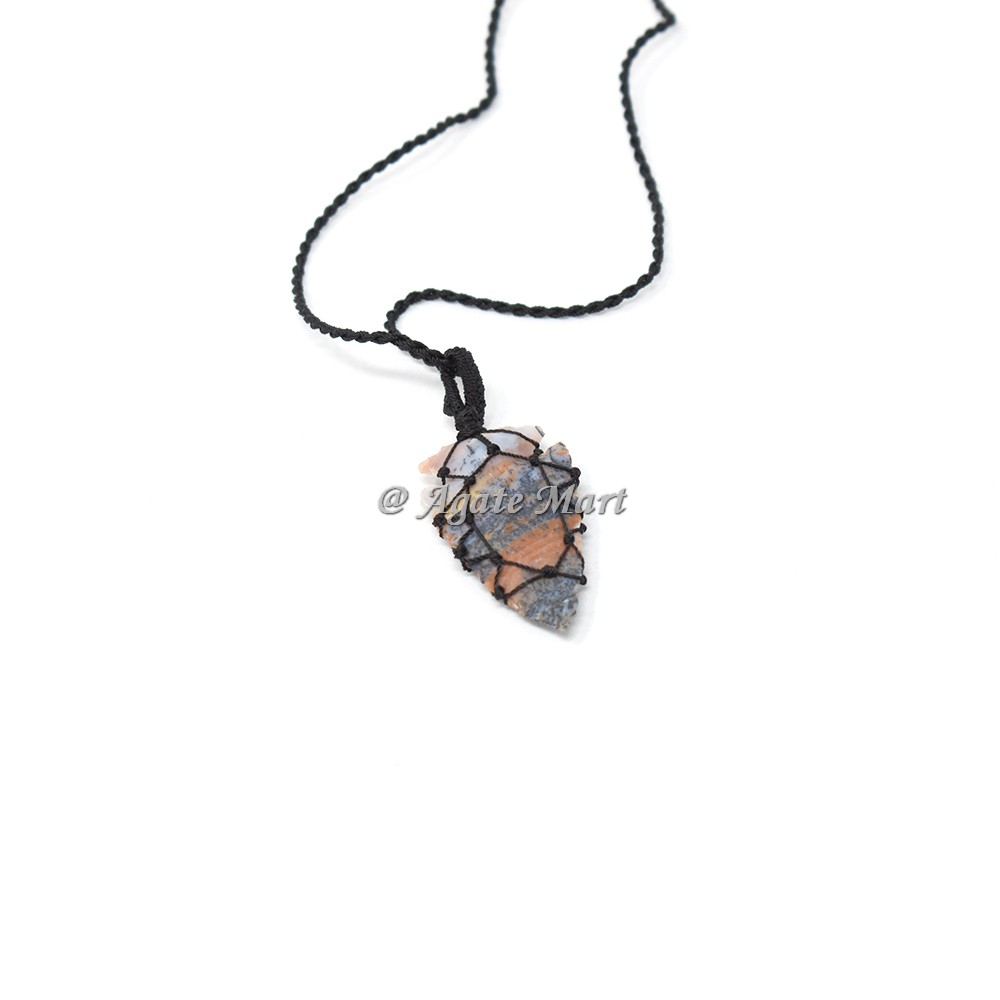 Indian Agate Arrowheads Necklace