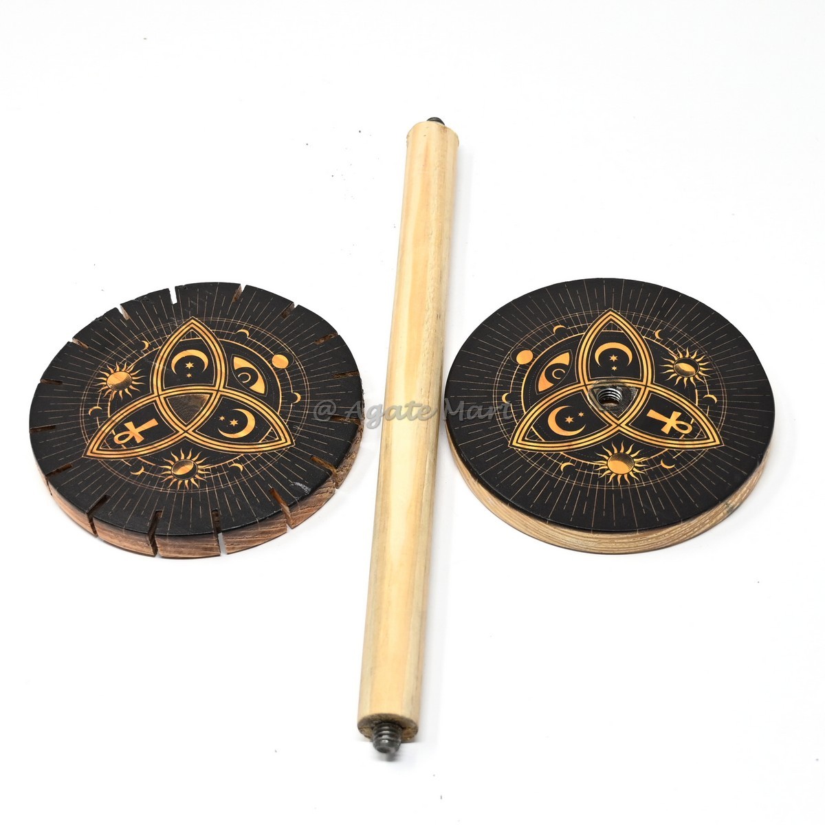 Moon Ankh Starry Wooden Holder