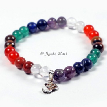 Seven Chakra Bracelet With Om Charm
