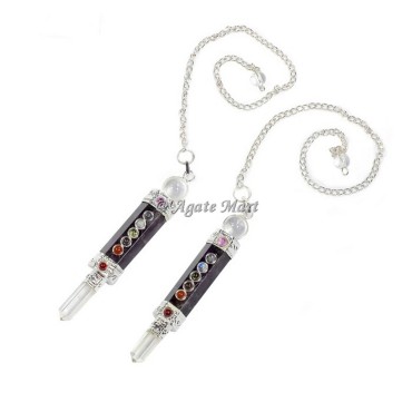 Amethyst Seven Chakra 3pcs Pendulums