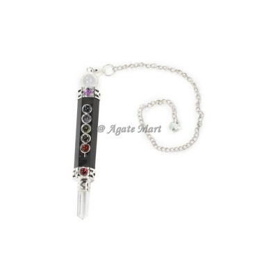 Black Tourmaline Seven Chakra 3pcs Pendulums