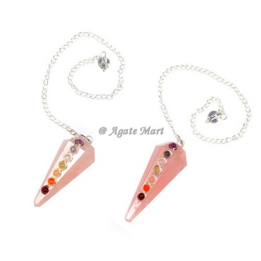Rose Quartz Seven Chakra Pendulums