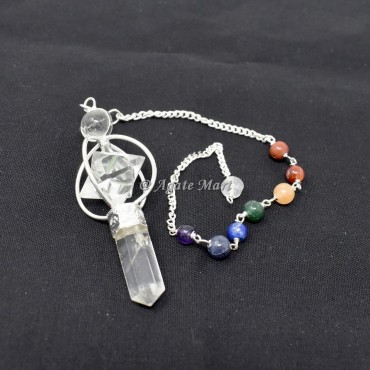Crystal Quartz Merkaba Star 7 Chakra Pendulum