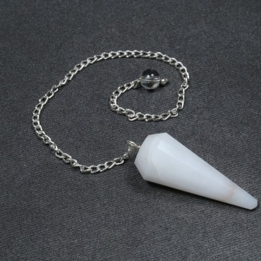 White Agate 12 Faceted Pendulum