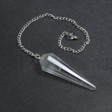 Crystal Quartz 12 Faceted Pendulum