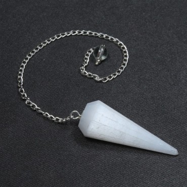 Selenite 12 Faceted Pendulum