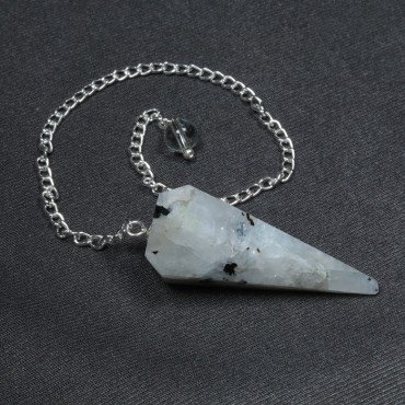 Rainbow Moonstone 12 Faceted Pendulum