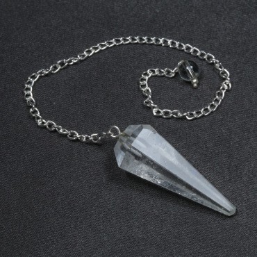 Crystal Quartz 6 Faceted Pendulum