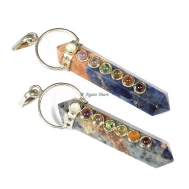 Sodalite with Seven Chakra Pencil Pendant