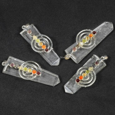 Crystal Quartz with Seven Chakra Pendants