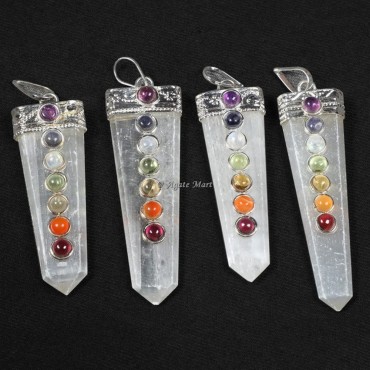 Crystal Quartz with 7 Chakra Pendants