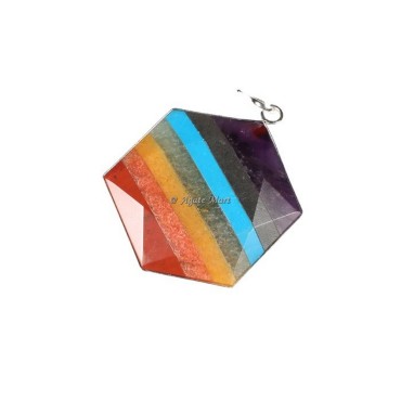7 Chakra Bonded Hexagon Pendant