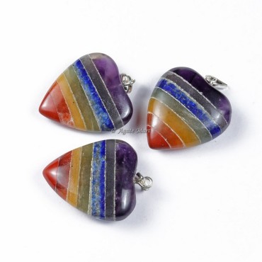 7 Chakra Bonded Puffy Hearts Pendants