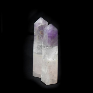 Bonded Rose Quartz Crystal Quartz Amethyst Faceted Obelisk