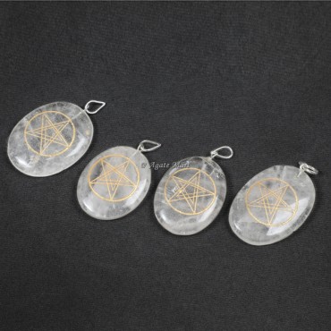 Engraved Crystal Quartz Oval Pendant