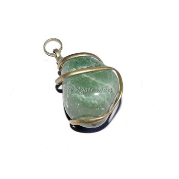 Green Aventurine Tumble Wire Wrap Pendant