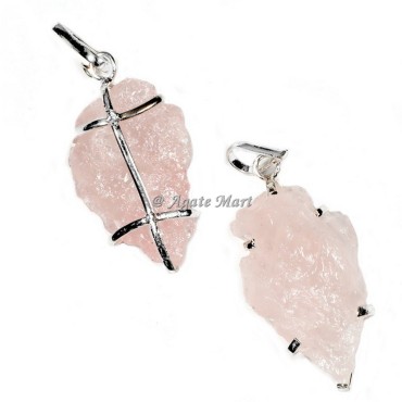 Rose Quartz Arrowhead Wire Wraped Pendant