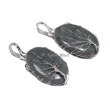 Grey Agate Tree Of Life Pendant