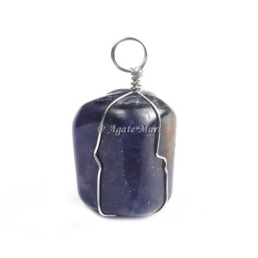 Sodalite Pendant with thin Wraped