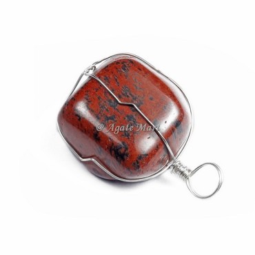 Mahagony Jasper Tumbled Pendant with Wraped