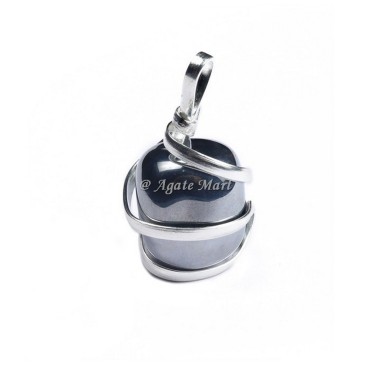 Black Tourmaline Tumbled Pendant with Wraped