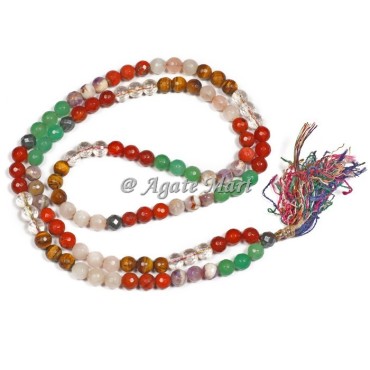 Mix Stones Faceted Prayer 108 Beads Japa Mala