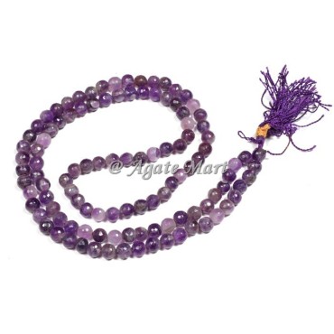 Faceted Amethyst Prayer 108 Beads Japa Mala