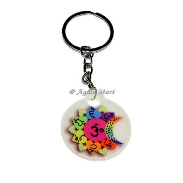 Chakra Sanskrit with Om Healing Keyring