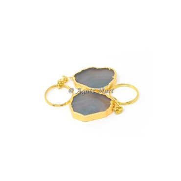 Grey Agate Slice Keychain