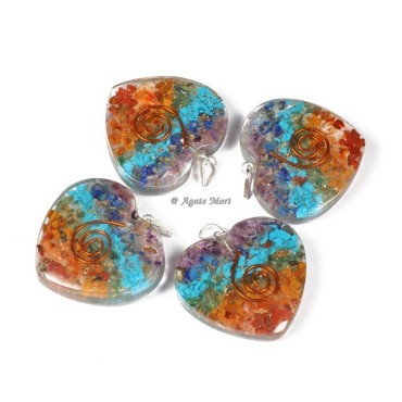 Seven Chakra Heart Orgonite Pendants