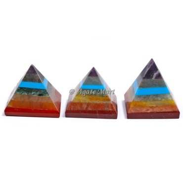 Bonded Seven Chakra Crystals Pyramid