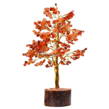 Red Carnelian 300 Chips Golden Wire Tree