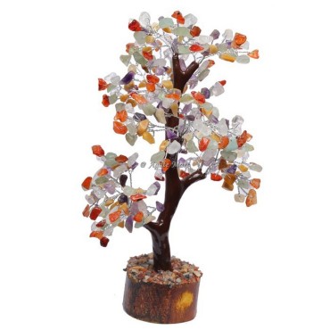 Multi Stone Mseal 300 Chips Silver Wire Tree
