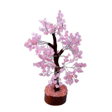 Rose Quartz Mseal 300 Chips Silver Wire Tree