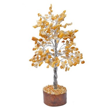 Golden Quartz 300 Chips Silver Wire Tree