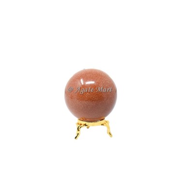 Gold Sunstone Crystals Sphere With Brass Stand