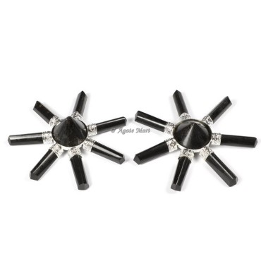 Black Tourmaline Seven Pencil Crystals Energy Generator