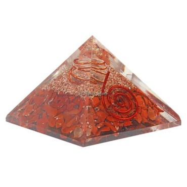 Red Jasper With Crystal Quartz Point Orgonite Crystals Pyramid