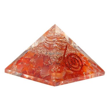 Carnelian With Crystal Point Orgonite Crystals Pyramid