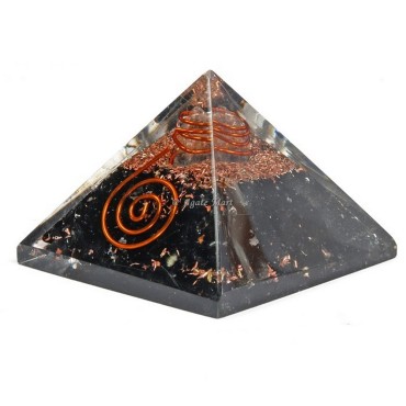Black Tourmaline With Crystal Point Orgonite Crystals Pyramid