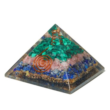 Malachite, Rose and Lapis Lazuli Orgone Emf Protection Pyramid