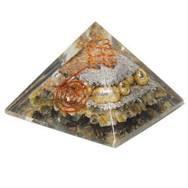 Labradorite Orgone Emf Protection Pyramid With Metal Ball