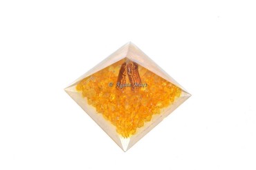 Citrine Quartz Dyed EMF Protection Orgonite Pyramid Crystal Pyramids