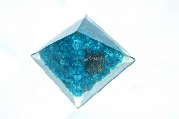 Aquamarine Crystals EMF Protection Orgonite Pyramid