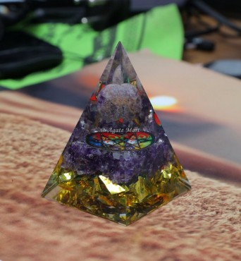 Amethyst Sphere EMF Protection Orgonite Pyramid