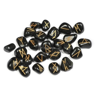 Black Agate Rune Set