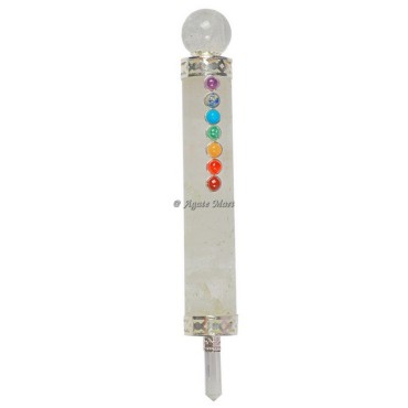 Crystal Quartz with Ball With 7 Chakra Healing Stick Wand