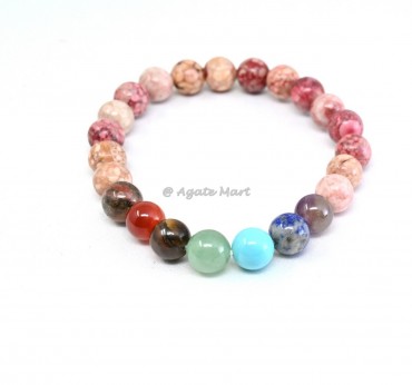 Pink Llanite With 7 Chakra Bracelet