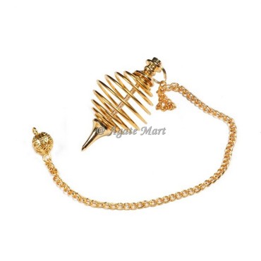 Round Spiral Golden Metal Metal Pendulum