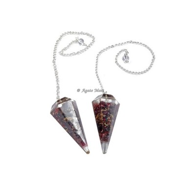 Garnet Orgonite Pendulum with Silver Chain